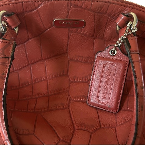 COACH Madison Crocodile Embossed Leather Lindsey Bag - Picture 4 of 10
